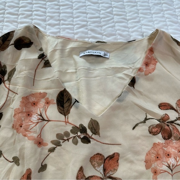 Staccato Long Sleeve Floral Dress in Cream and Brown - Picture 8 of 14
